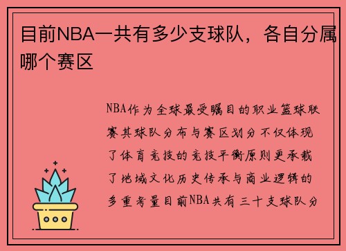 目前NBA一共有多少支球队，各自分属哪个赛区